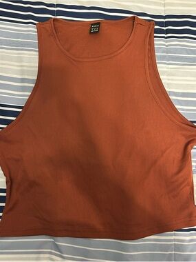SHEIN Ribbed Cropped Tank Top in Rust